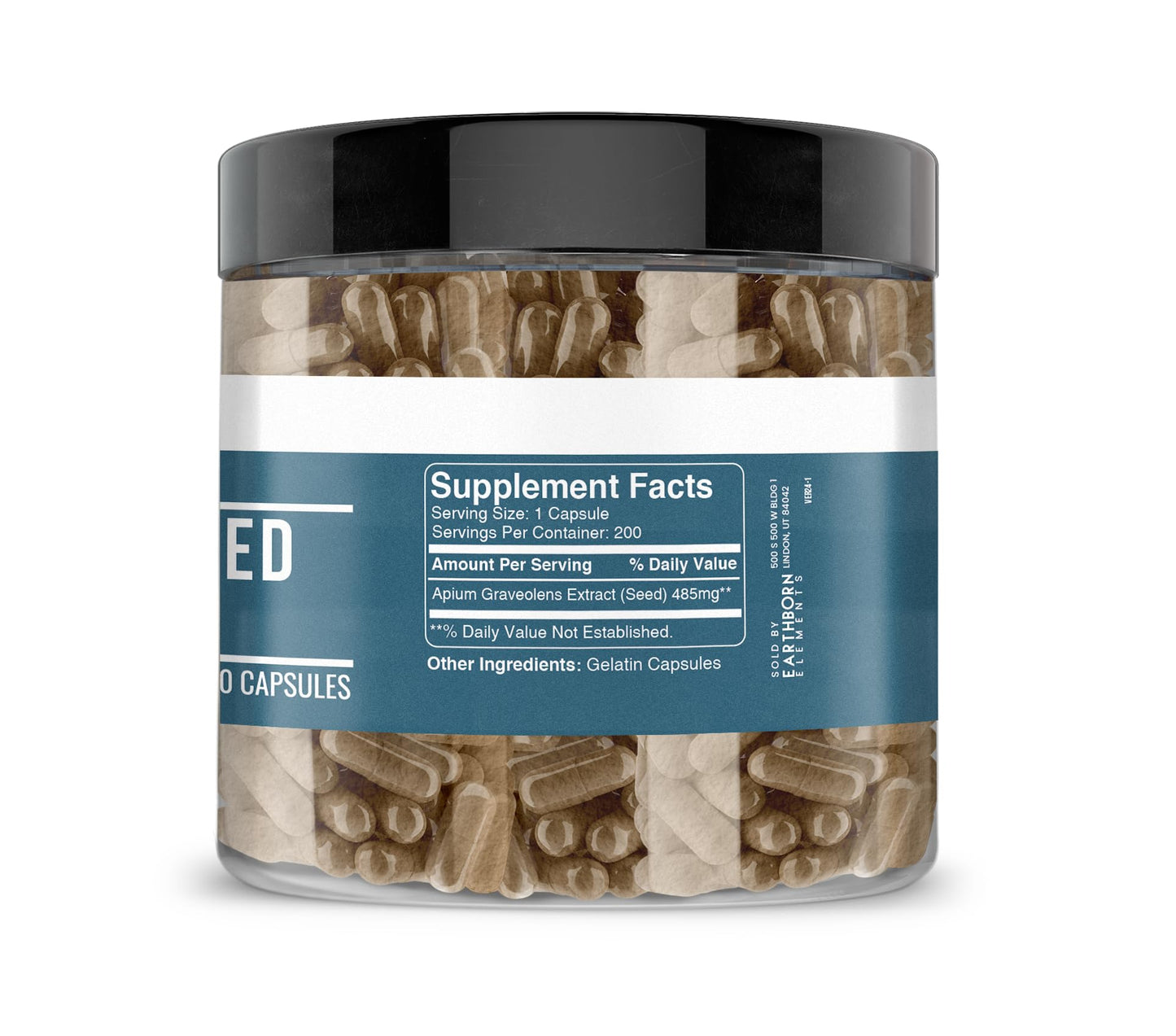 Earthborn Elements Celery Seed Extract 200 Capsules – Pure & Undiluted, No Additives