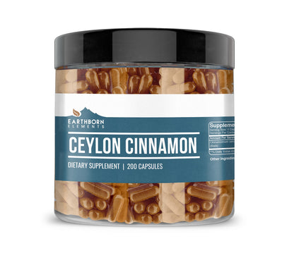 Earthborn Elements Ceylon Cinnamon 200 Capsules – Pure & Undiluted, No Additives
