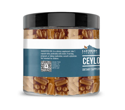 Earthborn Elements Ceylon Cinnamon 200 Capsules – Pure & Undiluted, No Additives