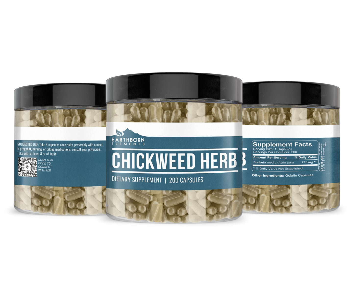 Earthborn Elements Chickweed Herb (200 Capsules) Pure, No Fillers or Additives