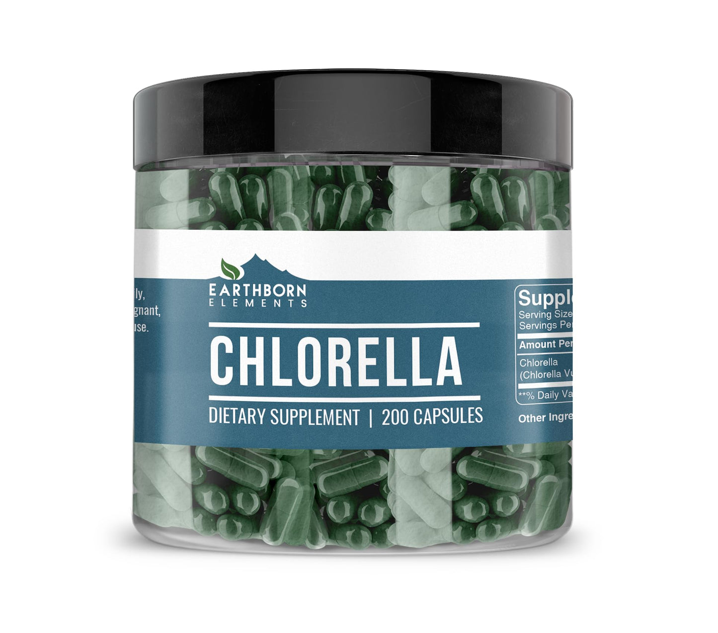Earthborn Elements Chlorella 200 Capsules — Pure & Undiluted, No Additives