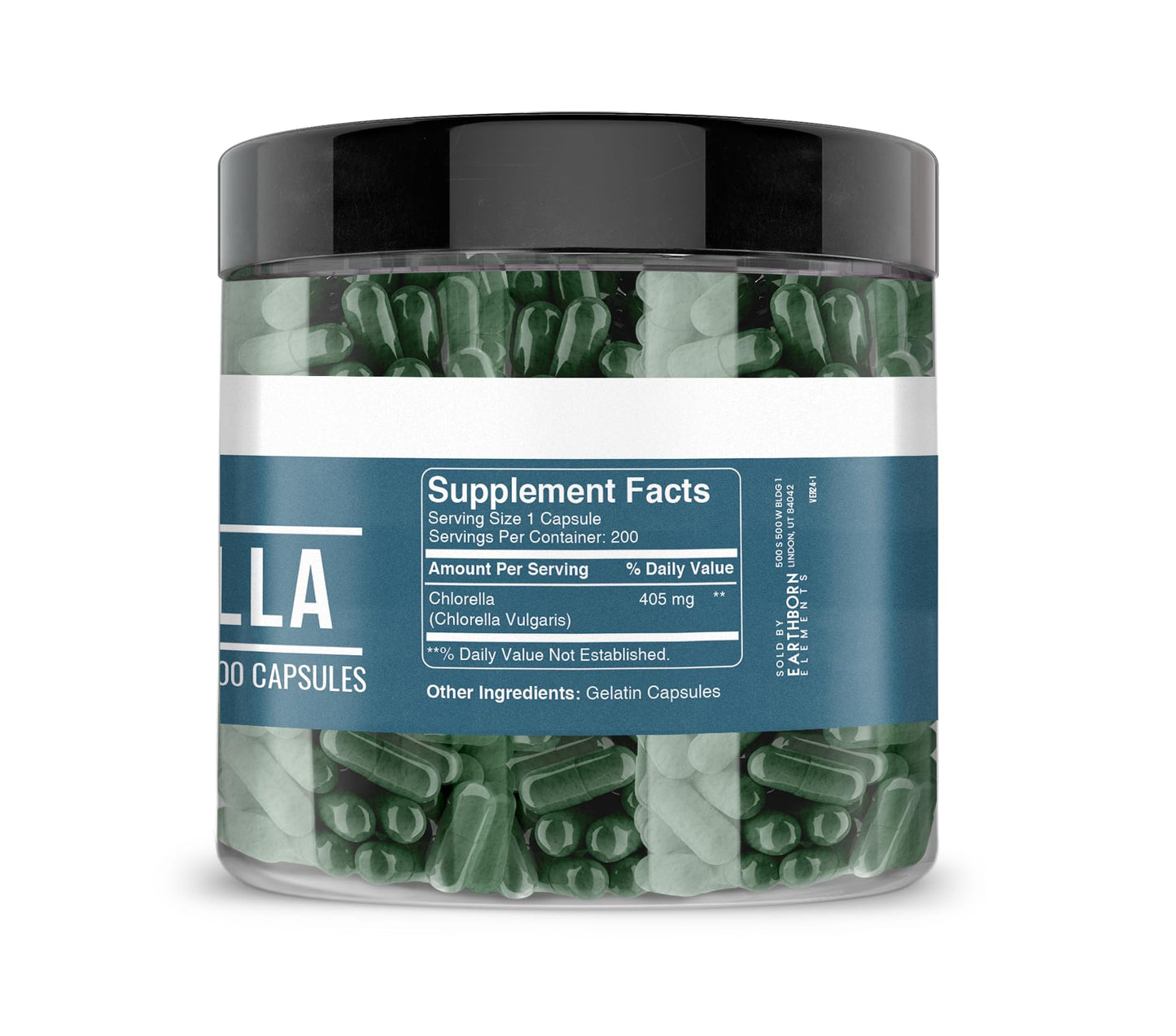 Earthborn Elements Chlorella 200 Capsules — Pure & Undiluted, No Additives