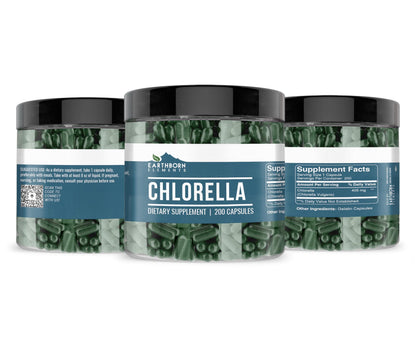 Earthborn Elements Chlorella 200 Capsules — Pure & Undiluted, No Additives