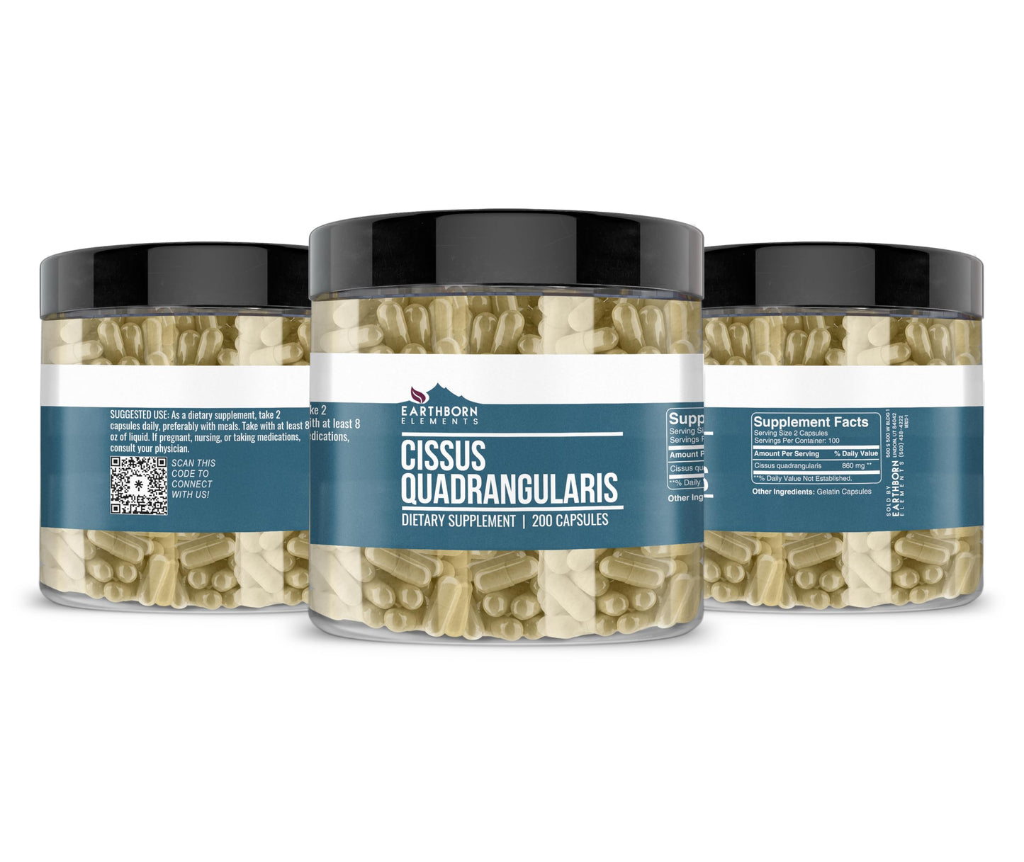 Earthborn Elements Cissus Quadrangularis 200 Capsules – Pure, Undiluted, No Additives