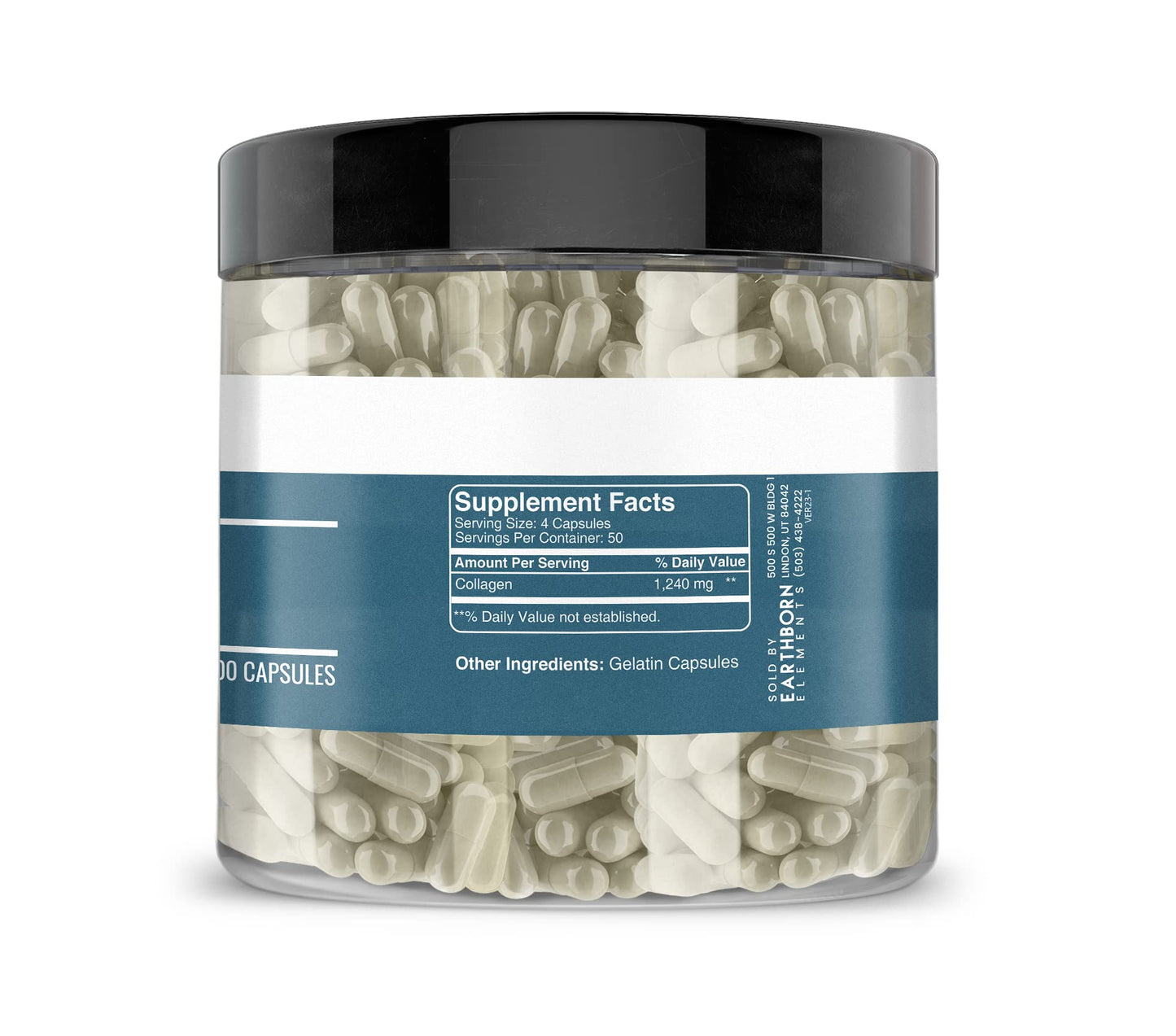 Earthborn Elements Collagen Peptides 200 Caps - Pure & Undiluted