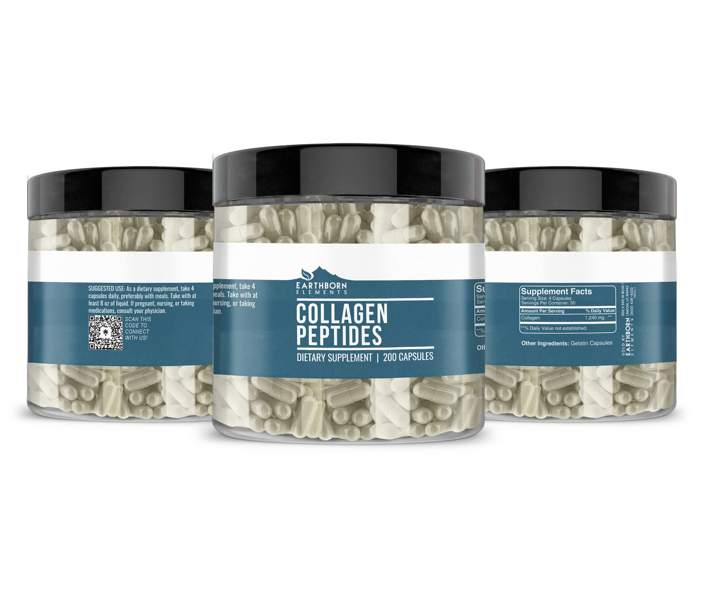 Earthborn Elements Collagen Peptides 200 Caps - Pure & Undiluted