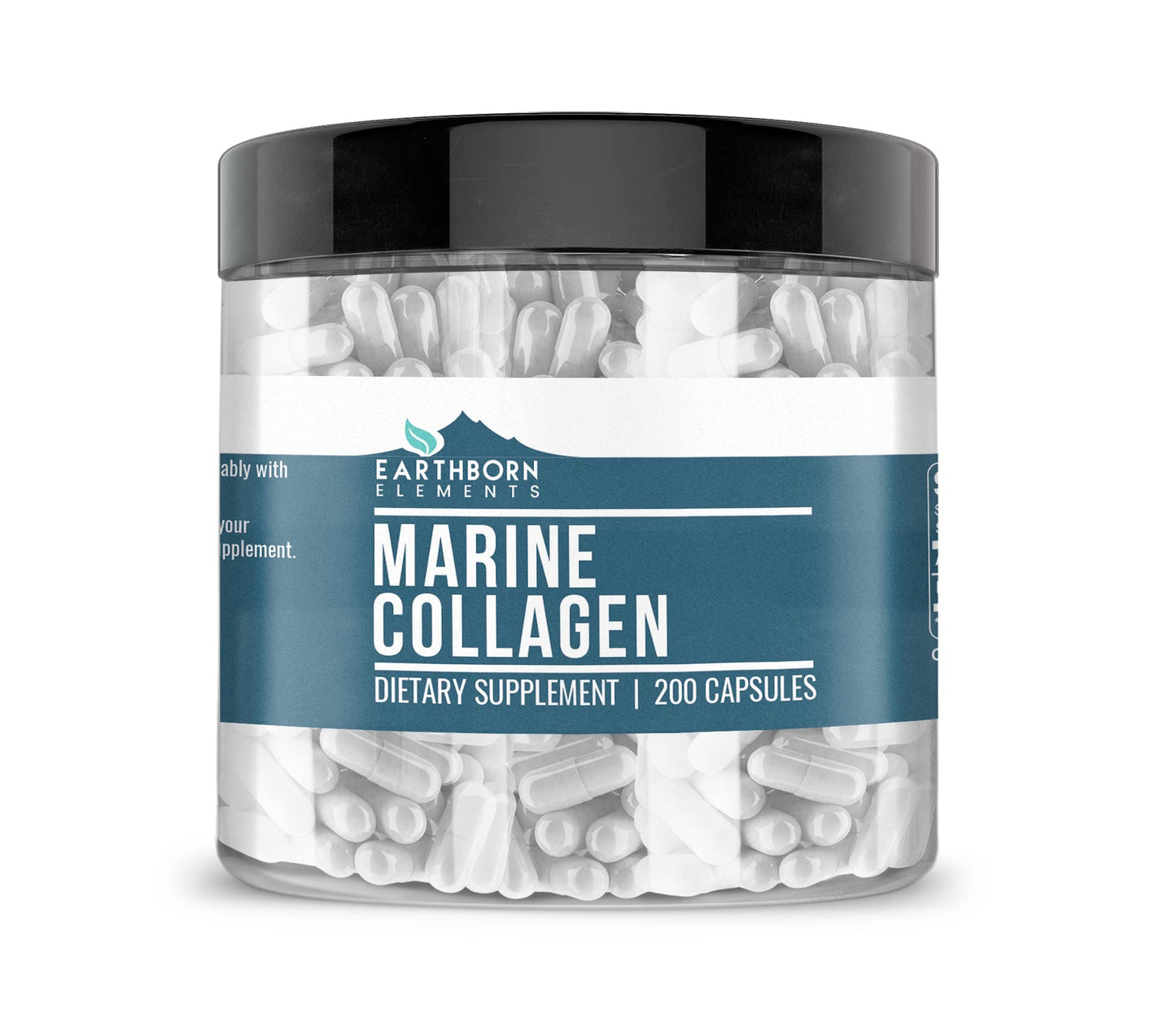 Earthborn Elements Collagen Peptides – Marine Hydrolyzed Fish Collagen, 200 Capsules (960 mg)