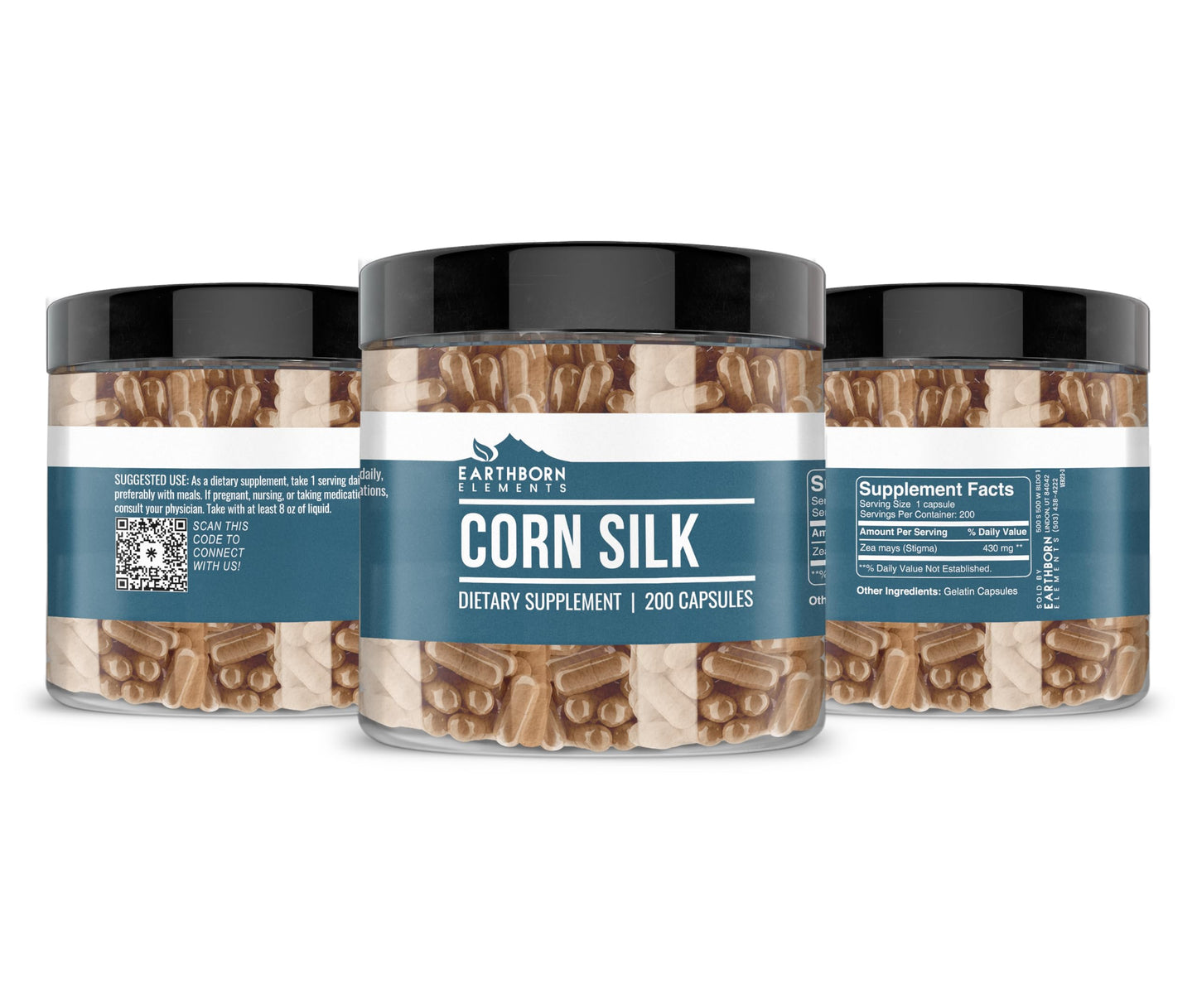 Earthborn Elements Corn Silk Extract 200 Capsules – Pure & Undiluted, No Additives