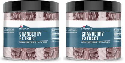 Earthborn Elements Cranberry Extract 200 Capsules – Pure & Undiluted, No Additives (Pack of 2)