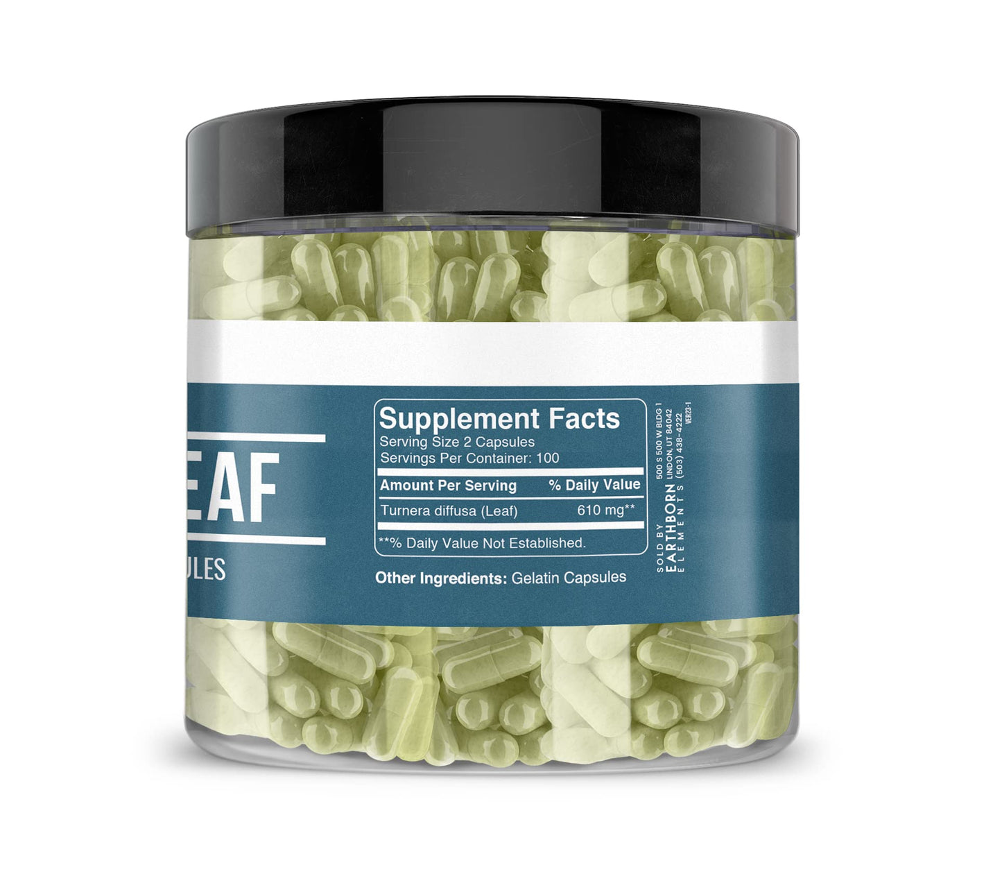 Earthborn Elements Damiana Leaf 200 Capsules | Pure & Undiluted, No Additives