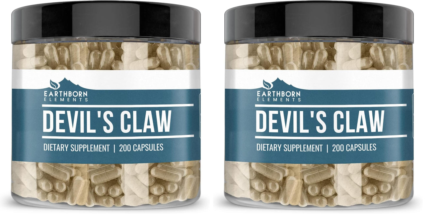 Earthborn Elements Devil’s Claw Extract 200 Capsules – Pure & Undiluted, No Additives (Pack of 2)