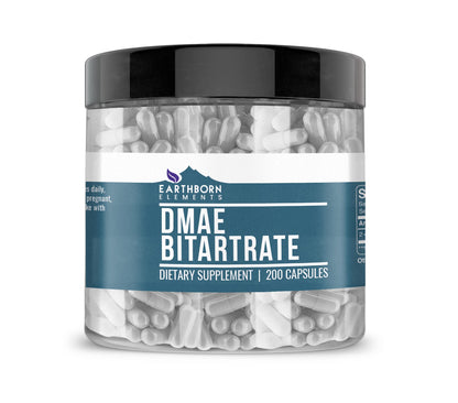 Earthborn Elements DMAE Bitartrate 200 Capsules – Pure, Additive-Free