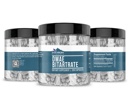 Earthborn Elements DMAE Bitartrate 200 Capsules – Pure, Additive-Free