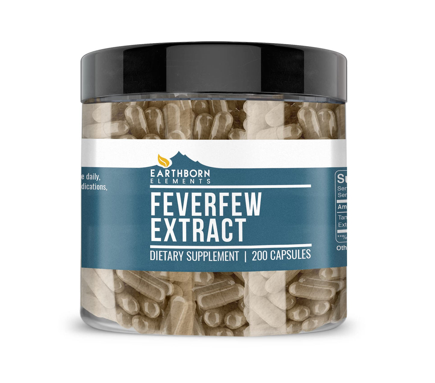 Earthborn Elements Feverfew Extract 200 Capsules – Pure & Undiluted, No Additives
