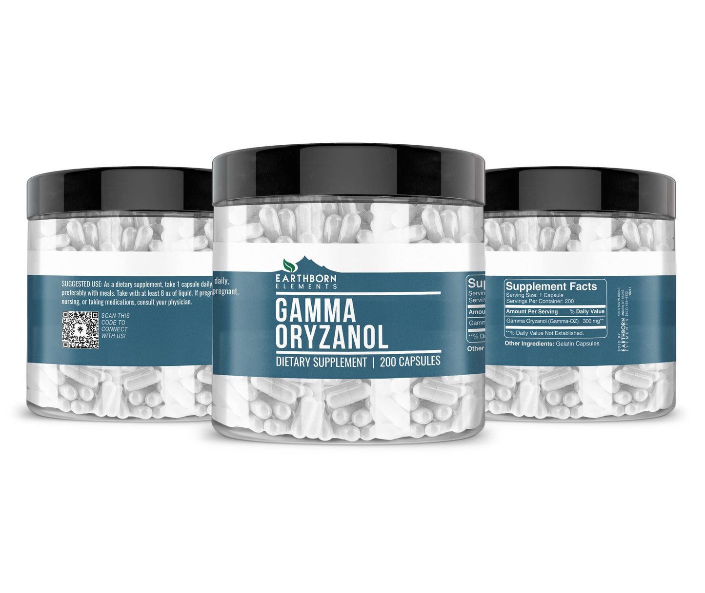 Earthborn Elements Gamma Oryzanol 200 Capsules | Pure, Undiluted, No Additives