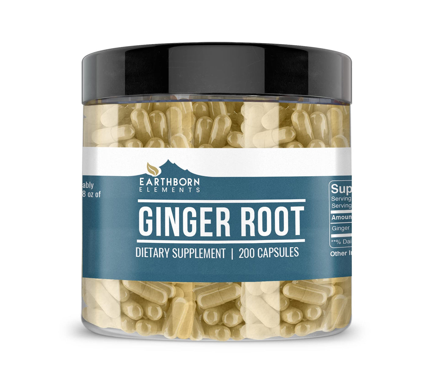 Earthborn Elements Ginger Root Capsules - 200, Pure & Undiluted, No Additives