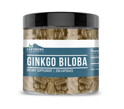Earthborn Elements Ginkgo Biloba 200 Capsules – Pure, No Additives