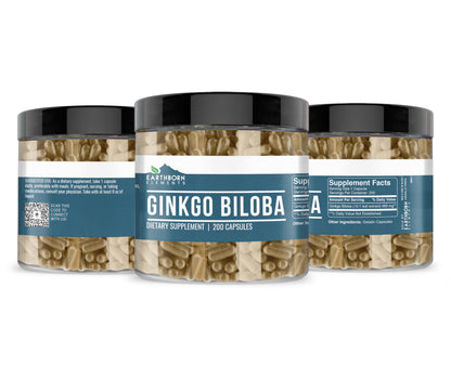 Earthborn Elements Ginkgo Biloba 200 Capsules – Pure, No Additives