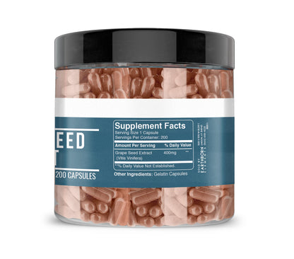 Earthborn Elements Pure Grape Seed Extract - 200 Capsules | Pure & Undiluted, No Additives