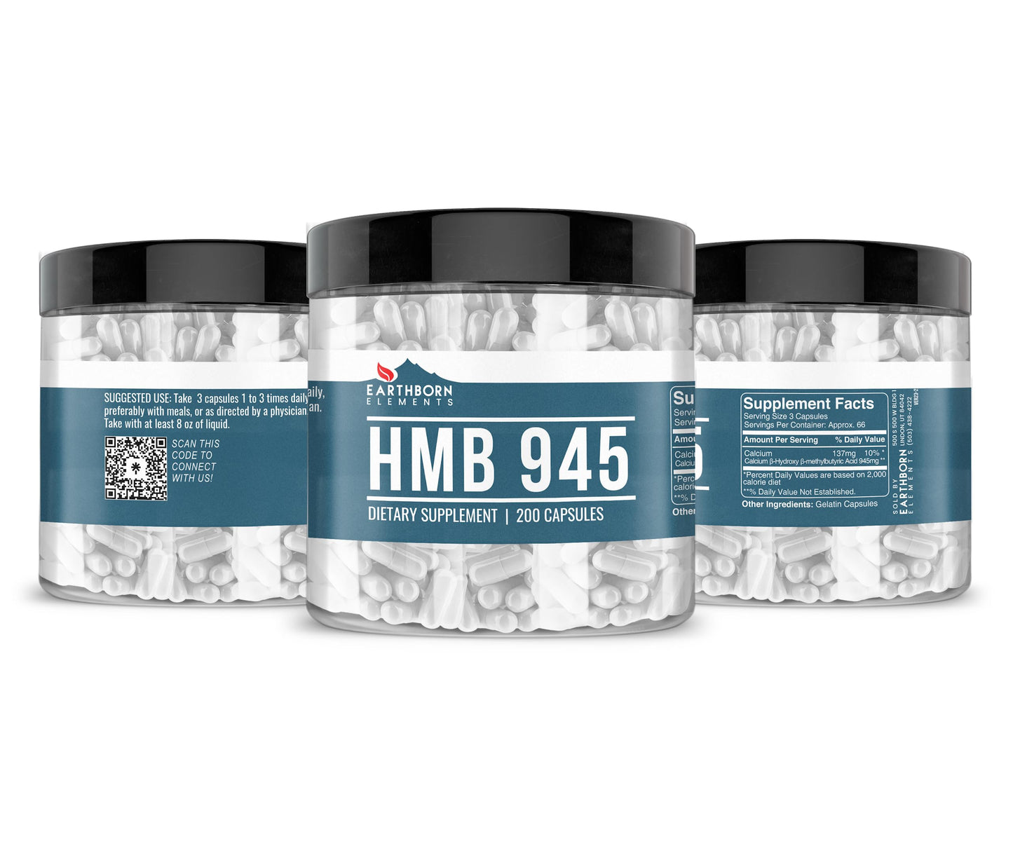 Earthborn Elements HMB Powder 200 Capsules – Pure & Additive-Free