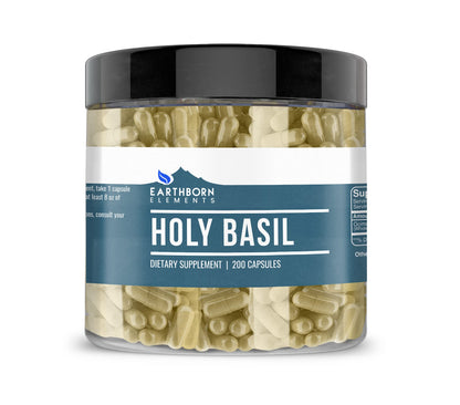 Earthborn Elements Holy Basil Capsules – 200 Count | Pure & Undiluted, No Additives