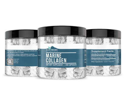 Earthborn Elements Collagen Peptides – Marine Hydrolyzed Fish Collagen, 200 Capsules (960 mg)