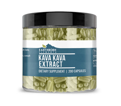 Earthborn Elements Kava Kava Extract, 200 Capsules – Pure & Undiluted, No Additives