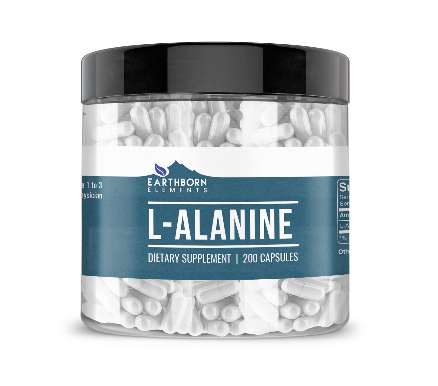 Earthborn Elements L-Alanine 200 Capsules – Pure, Undiluted, No Additives