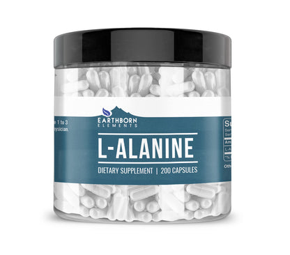 Earthborn Elements L-Alanine 200 Capsules – Pure, Undiluted, No Additives