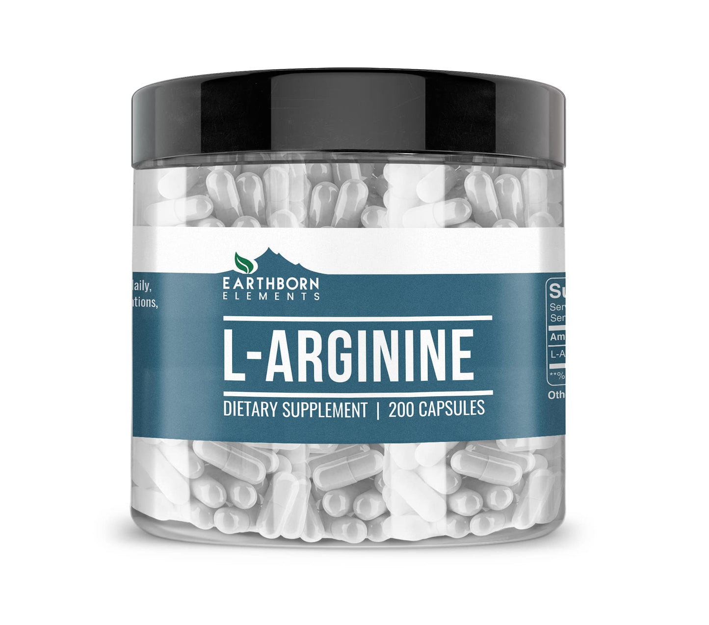 Earthborn Elements L-Arginine – Pure & Undiluted, No Additives (200 Capsules)