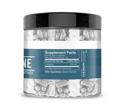 Earthborn Elements L-Arginine – Pure & Undiluted, No Additives (200 Capsules)