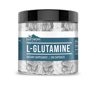 Earthborn Elements L-Glutamine 200 Capsules – Pure & Undiluted, No Additives