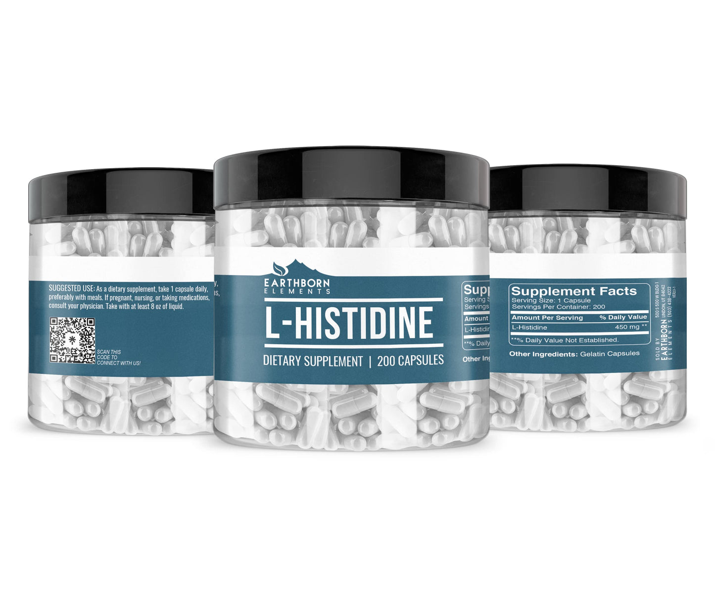 Earthborn Elements L-Histidine 200 Capsules – Pure, No Additives