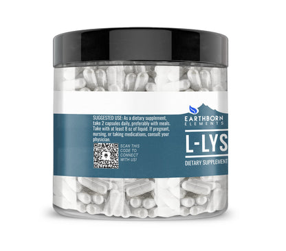 Earthborn Elements L-Lysine HCL 200 Capsules - Pure & Undiluted, No Additives