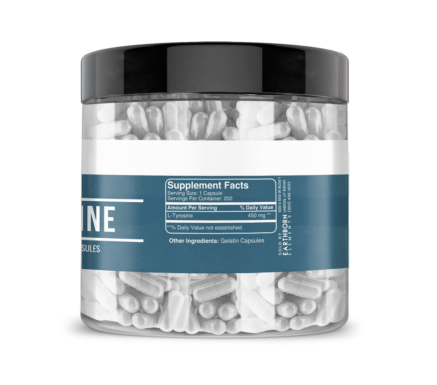 Earthborn Elements L-Tyrosine 200 Capsules | Pure & Undiluted | No Additives