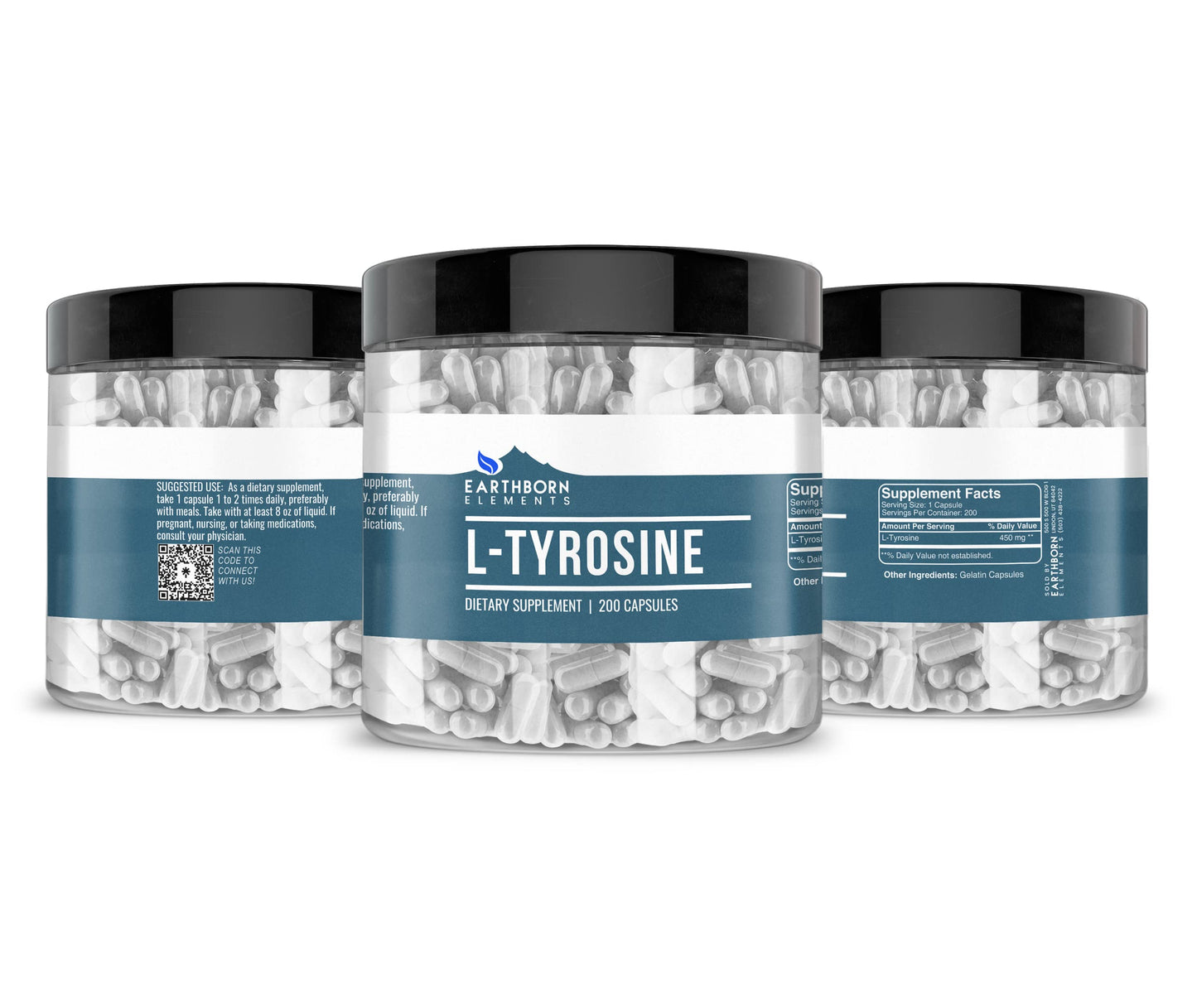 Earthborn Elements L-Tyrosine 200 Capsules | Pure & Undiluted | No Additives