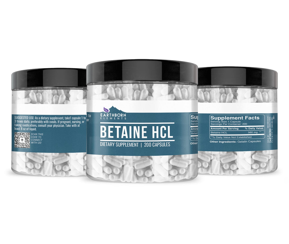 Earthborn Elements Betaine HCl – 200 Capsules | Lab-Tested, No Fillers BritishVita | Premium UK Vitamins & Wellness Supplements