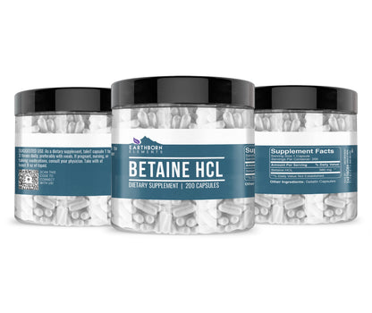 Earthborn Elements Betaine HCl – 200 Capsules | Lab-Tested, No Fillers BritishVita | Premium UK Vitamins & Wellness Supplements