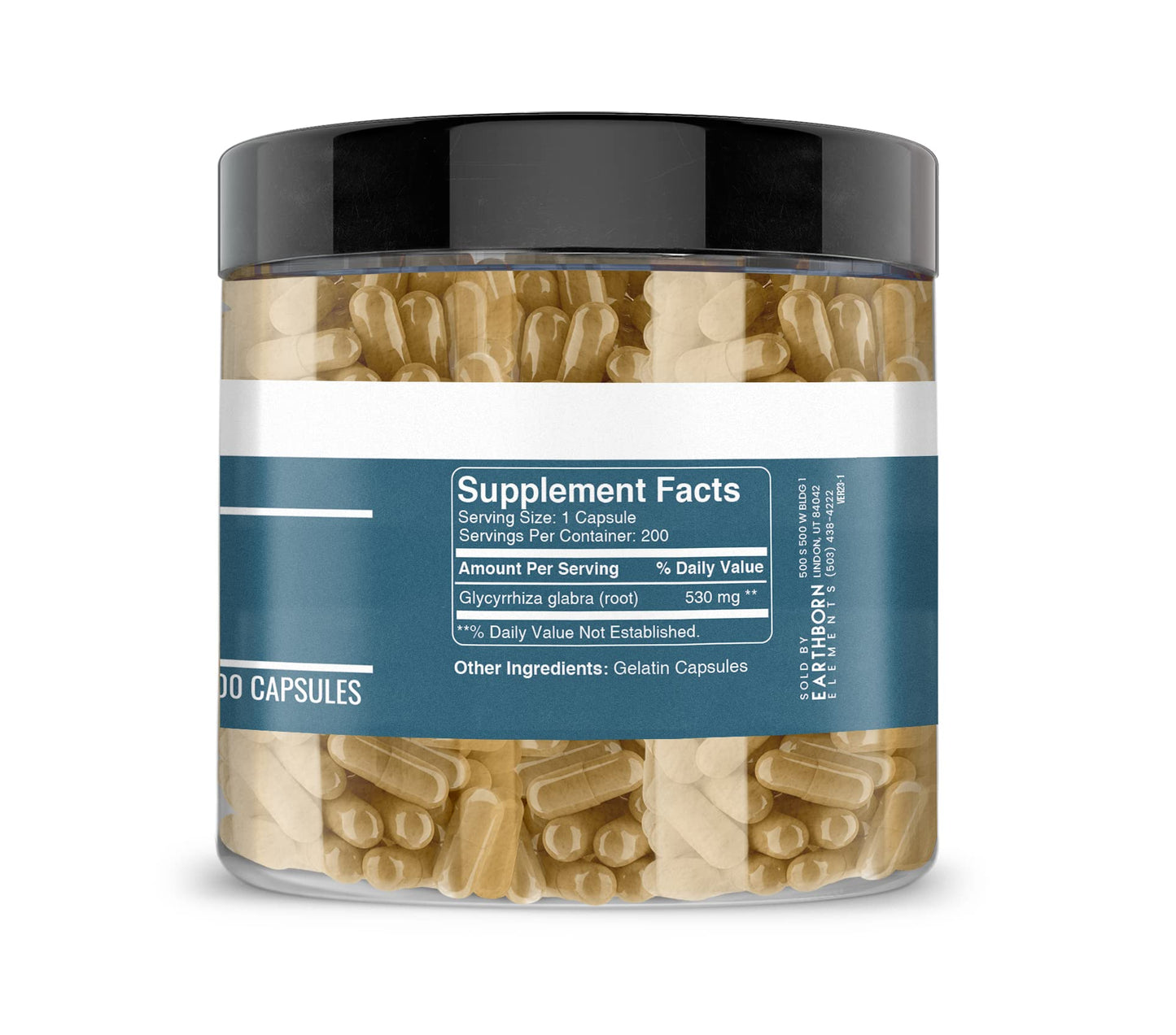 Earthborn Elements Licorice Extract Capsules – 200 Count, Pure & Undiluted
