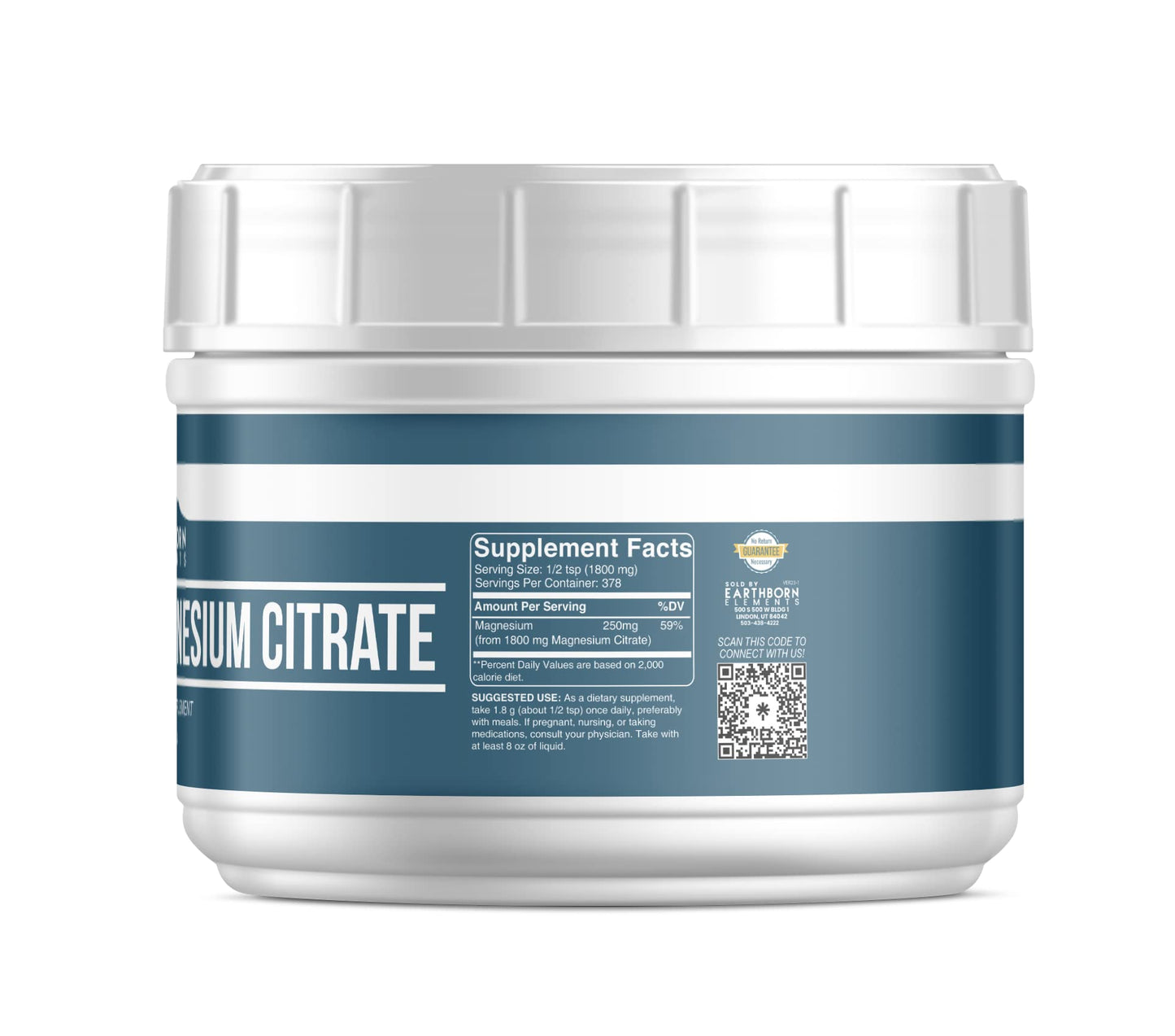 Earthborn Elements Magnesium Citrate (1.5 lb), Oral Supplement, No Additives or Fillers