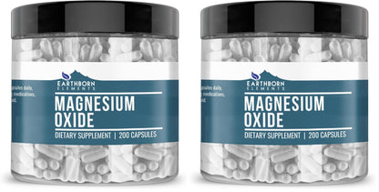 Earthborn Elements Magnesium Oxide – 400 Capsules (2-Pack), Pure & Undiluted, No Additives