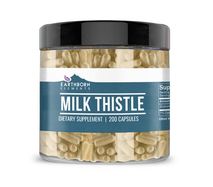Earthborn Elements Milk Thistle 200 Capsules – Pure & Undiluted, No Additives