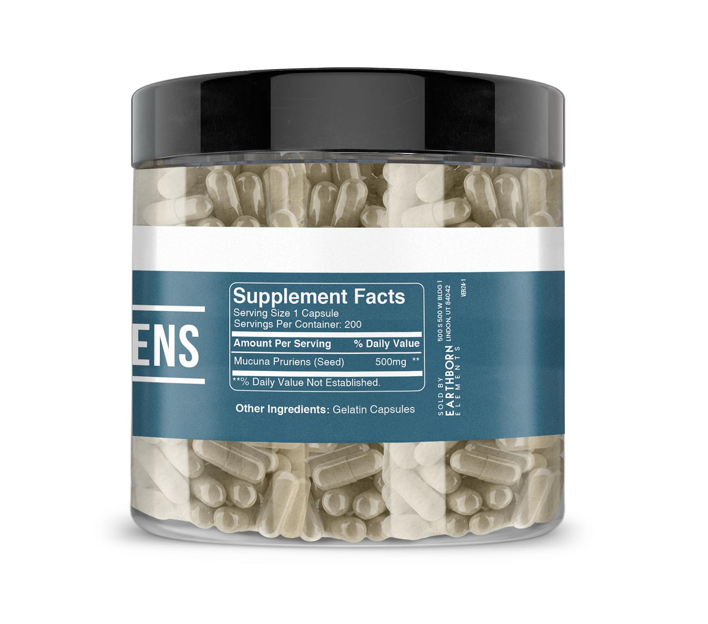 Earthborn Elements Mucuna Pruriens Extract – 200 Capsules, No Additives