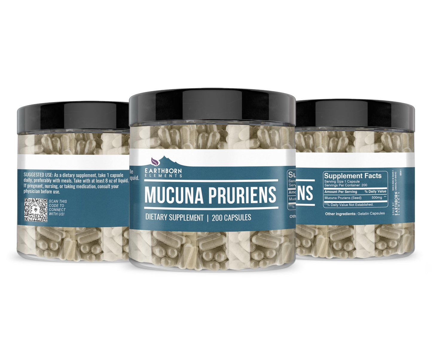Earthborn Elements Mucuna Pruriens Extract – 200 Capsules, No Additives