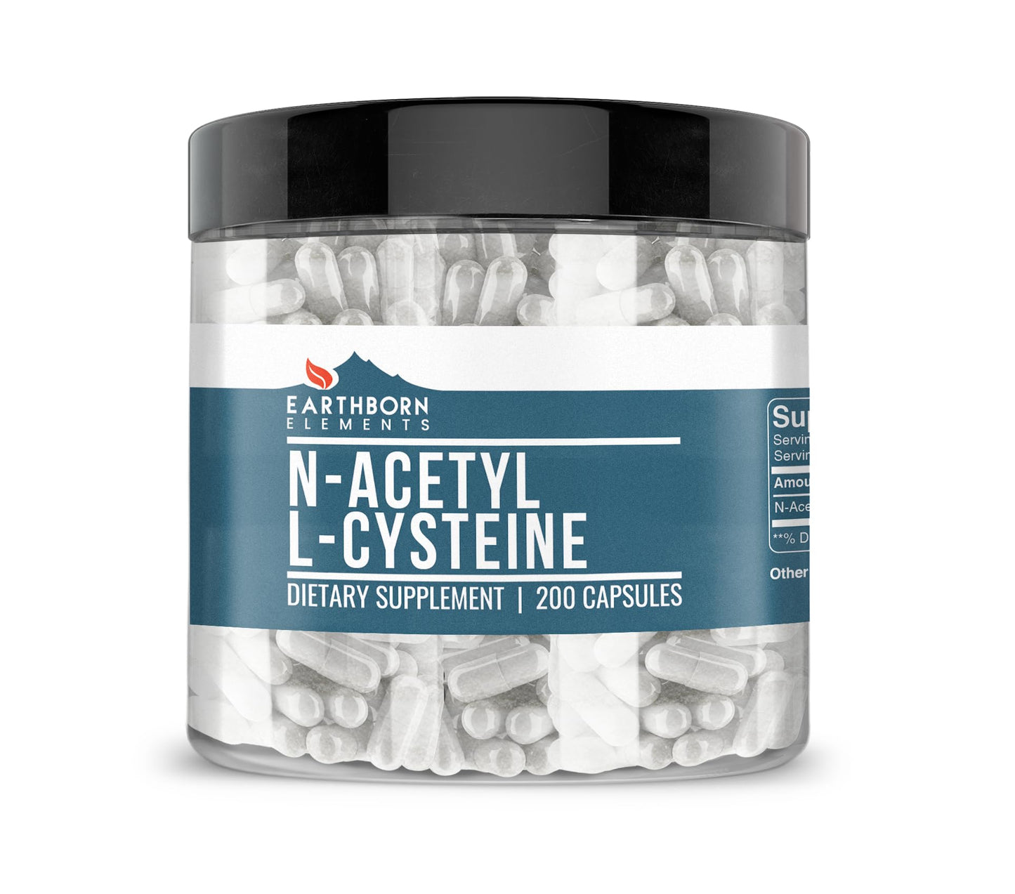 Earthborn Elements NAC N-Acetyl L-Cysteine 200 Capsules – Pure & Undiluted