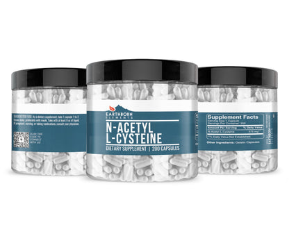 Earthborn Elements NAC N-Acetyl L-Cysteine 200 Capsules – Pure & Undiluted