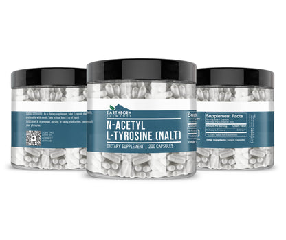 Earthborn Elements N-Acetyl L-Tyrosine (NALT) - 200 Capsules | Pure & Undiluted, No Additives