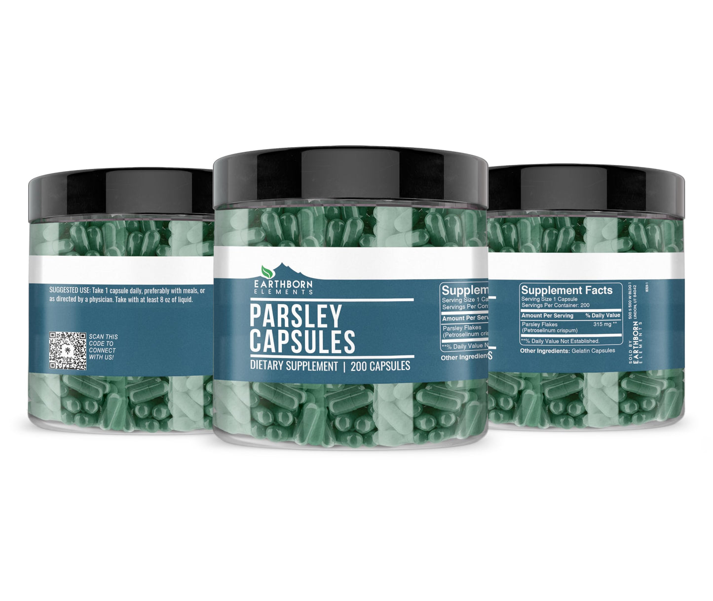 Earthborn Elements Parsley 200 Capsules – Pure & Undiluted, No Additives