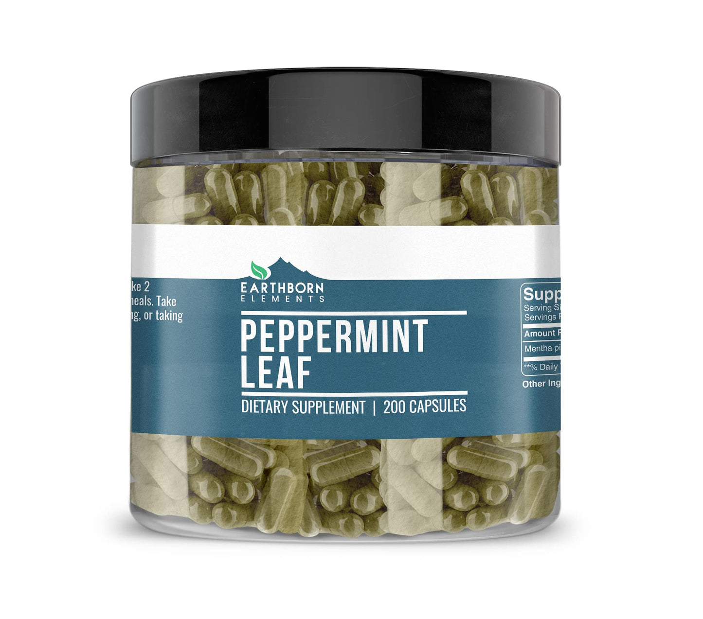 Earthborn Elements Peppermint Leaf 200 Capsules – Pure & Undiluted, No Additives