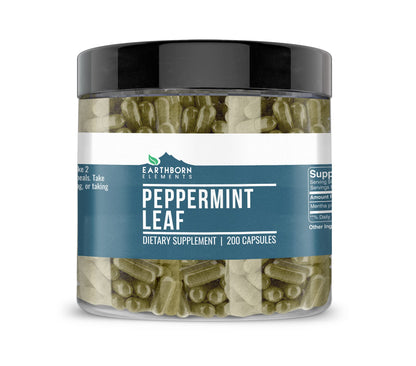 Earthborn Elements Peppermint Leaf 200 Capsules – Pure & Undiluted, No Additives